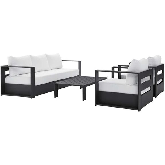 Modway Tahoe Aluminum 4-Piece Outdoor Patio Set in Gray White