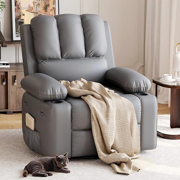 GarveeHome Gray Leather Recliner Chair with Support