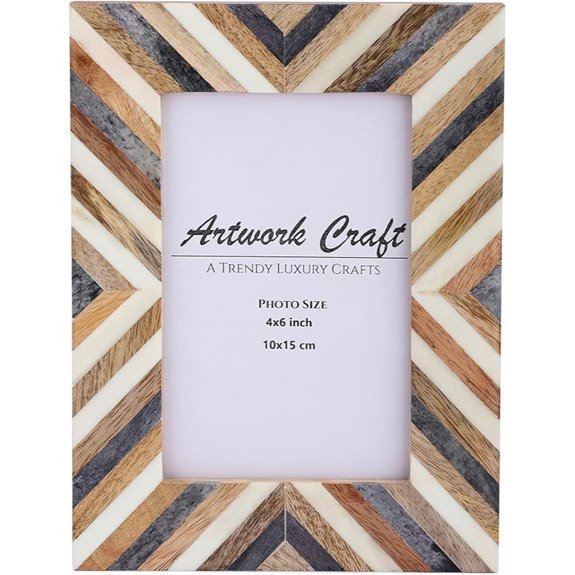 Handmade Chevron Photo Frame 4x6 Inches Gray & White