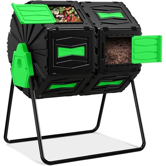Dual Chamber Compost Tumbler 45 Gallon (Green Door)