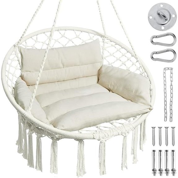 Greenstell Macrame Hammock Chair with Cushions