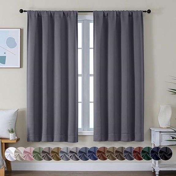 Simplebrand Grey Blackout Curtains 63-Inch 2 Panels