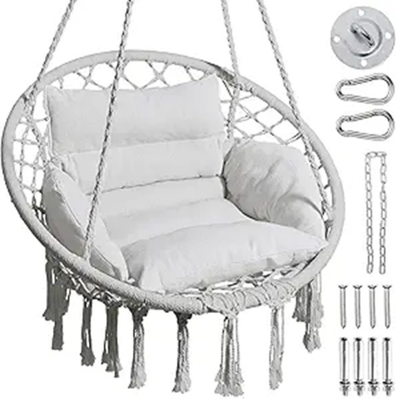 Greenstell Hammock Chair with Cushion Indoor/Outdoor Grey