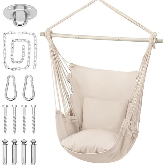 MoNiBloom Hammock Chair with Cushions and Side Pocket