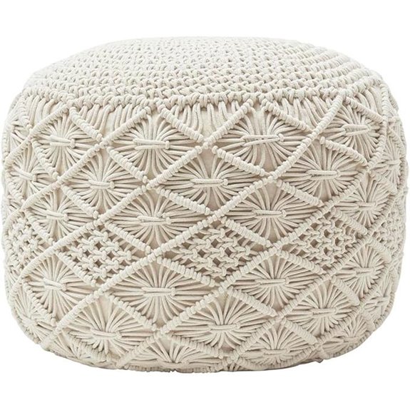 Ornavo Cotton Hand-Knitted Boho Ottoman Foot Stool