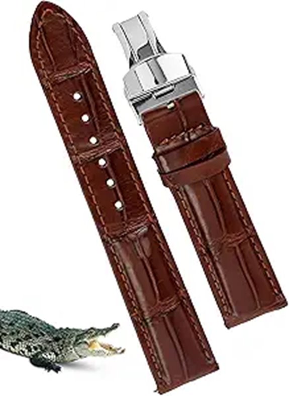 Vinacreations Handmade Leather Watch Band with Butterfly Clasp