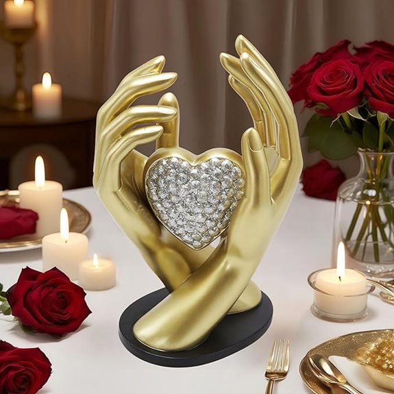 Heart Hands Gold Sculpture for Home & Gifts