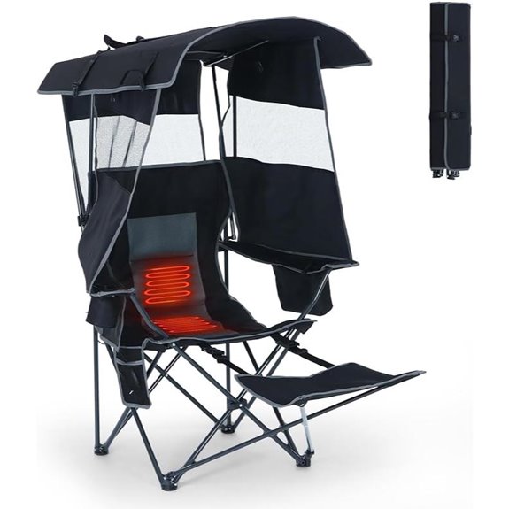 Heated Canopy Chair with Footrest and Cooler