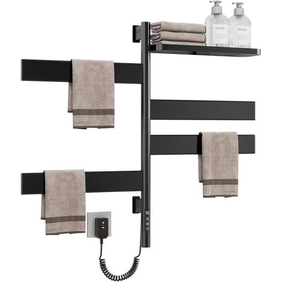 Swivel Heated Towel Rack with Timer and Tray