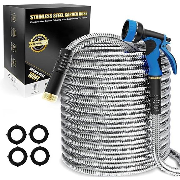 Lefree 100ft Metal Garden Hose with Nozzle