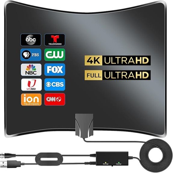 Indoor 4K/8K HDTV Antenna with Signal Booster