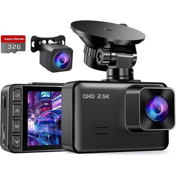 Dual Dash Cam 2.5K+1080P Night Vision 32GB Included
