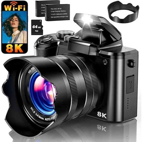 8K 88MP WiFi Camera with Touchscreen and Zoom