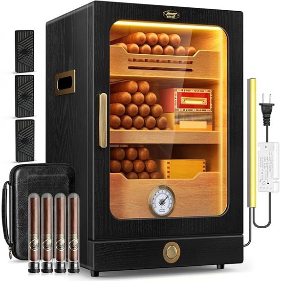 Cigar Humidor Cabinet with Accessories and Light Control