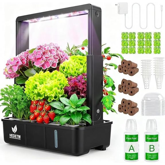 Indoor Hydroponic Garden with 15 Pods and LED Grow Light