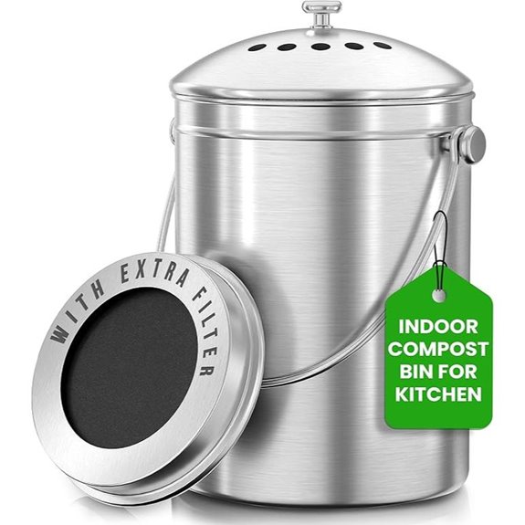 Utopia Kitchen Indoor Compost Bin with Charcoal Filter