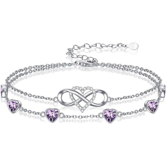Infinity Heart Birthstone Anklet/Bracelet for Women