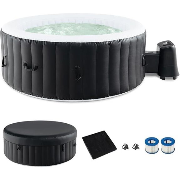 GYMAX Inflatable Hot Tub with Bubble Jets and Cover