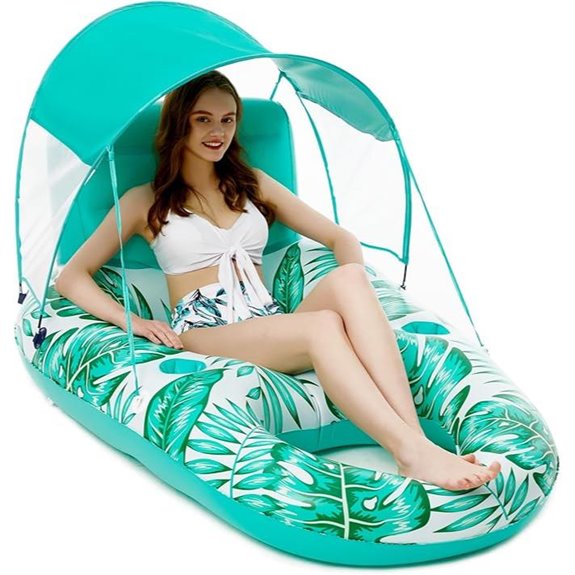 Jasonwell Inflatable Pool Float with Canopy and Cup Holders