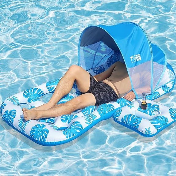 Inflatable Pool Float with Sunshade and Headrest