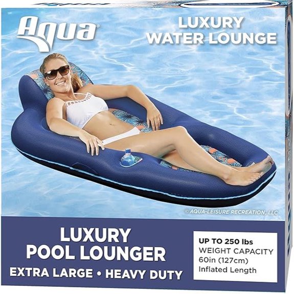 Aqua Luxury Inflatable Pool Lounge with Cupholder