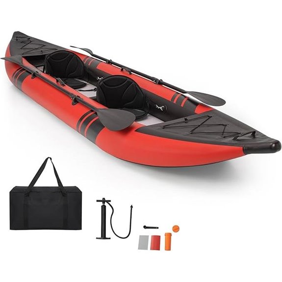 GYMAX Inflatable Tandem Kayak with Paddles & Accessories