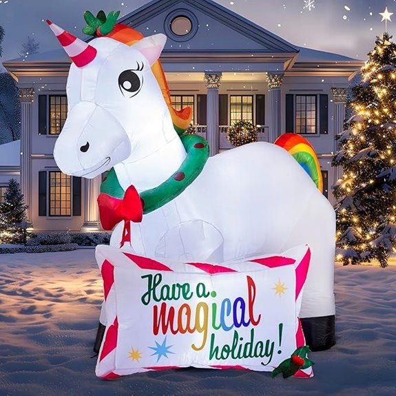 Joiedomi 6FT Inflatable Unicorn with LEDs for Xmas