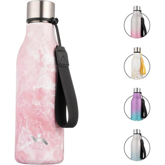 Insulated 18oz Stainless Steel Water Bottle with Strap