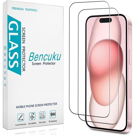 2 Pack iPhone 15 Tempered Glass Screen Protectors