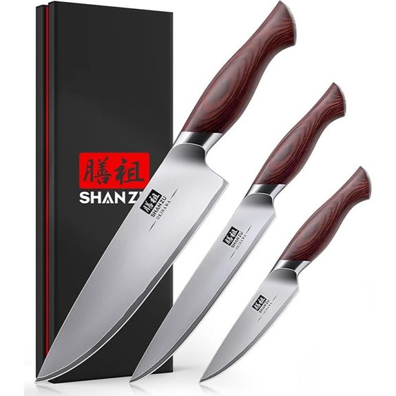 SHAN ZU Japanese Knife Set 3 Pcs High Carbon Steel