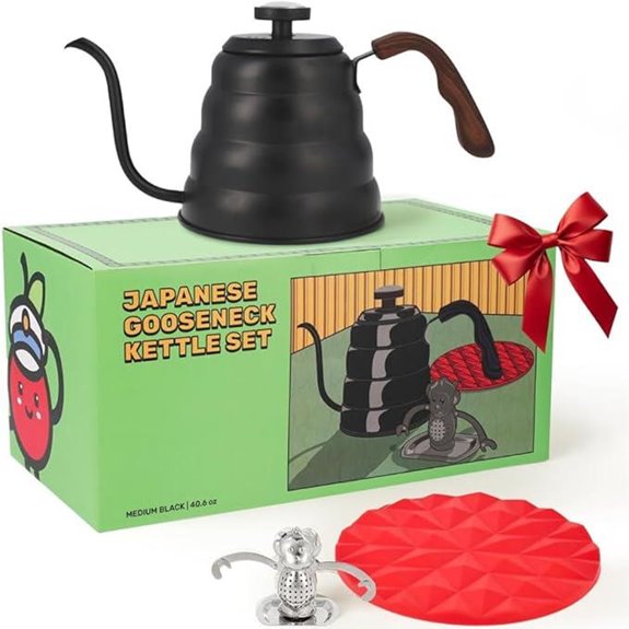 Japanese Gooseneck Kettle with Thermometer and Handle