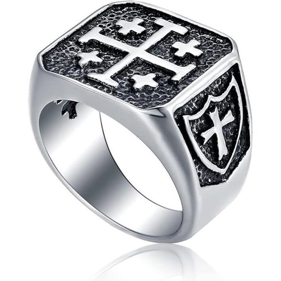 Jerusalem Cross Stainless Steel Men’s Signet Ring