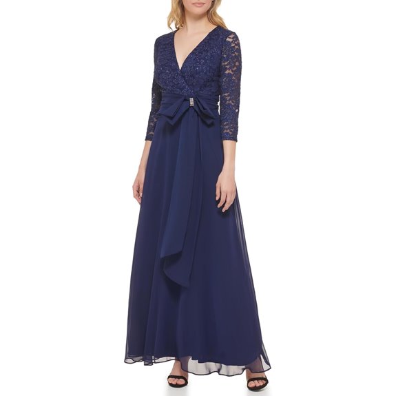 Jessica Howard Women's Lace V-Neck Maxi Dress