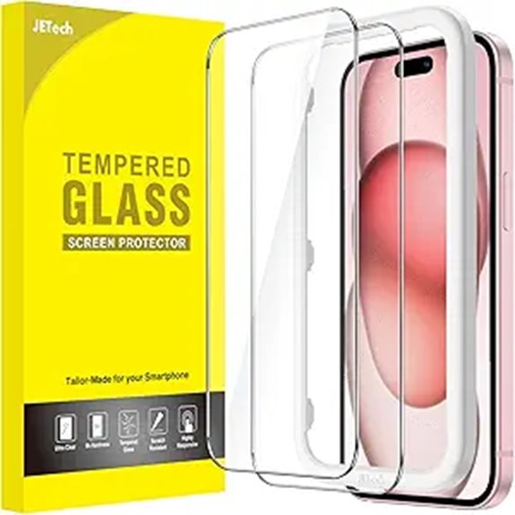 JETech iPhone 15 6.1-Inch Screen Protector (2-Pack)