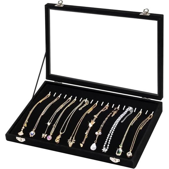 Cirhy Jewelry Necklace Organizer Box with Clear Lid