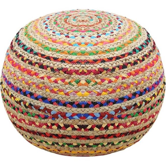 Cotton Craft Jute Chindi Ottoman Foot Stool