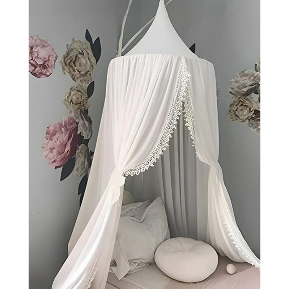 OldPAPA Kids Bed Canopy with Pom Pom Mosquito Net