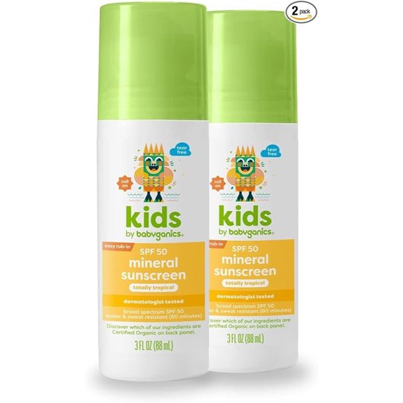 Babyganics SPF 50 Kids Mineral Sunscreen Roller Ball (2 Pack)