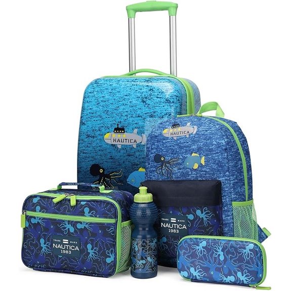 Nautica Kids 5-Piece Rolling Suitcase Set