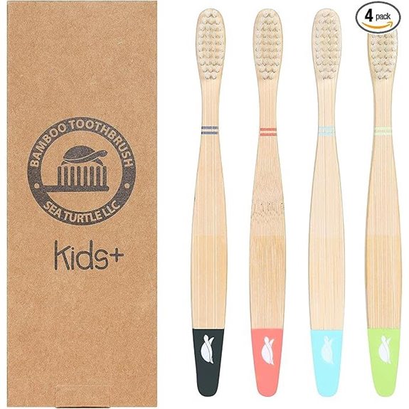 Sea Turtle Bamboo Kids Toothbrushes (4 Pack)