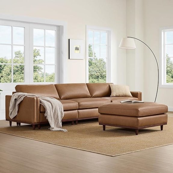 CHITA 118 L-Shape Modular Leather Sofa with Ottoman