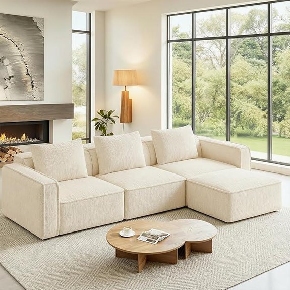103 L-Shaped Modular Sectional Sofa with Ottoman