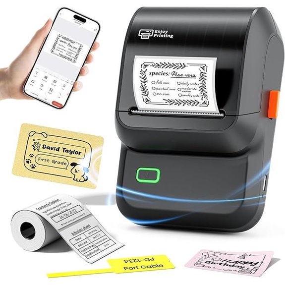 Label Maker with Tape Barcode Fonts Icons