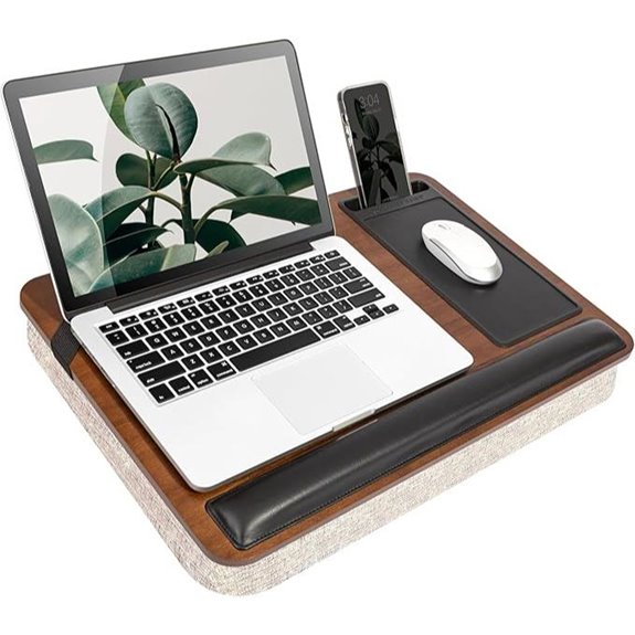 ROSSIE HOME Acacia Lap Desk with Wrist Rest and Phone Holder