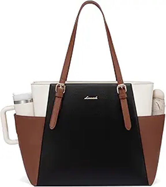 LOVEVOOK Laptop Tote Bag with Cup Holder for Women