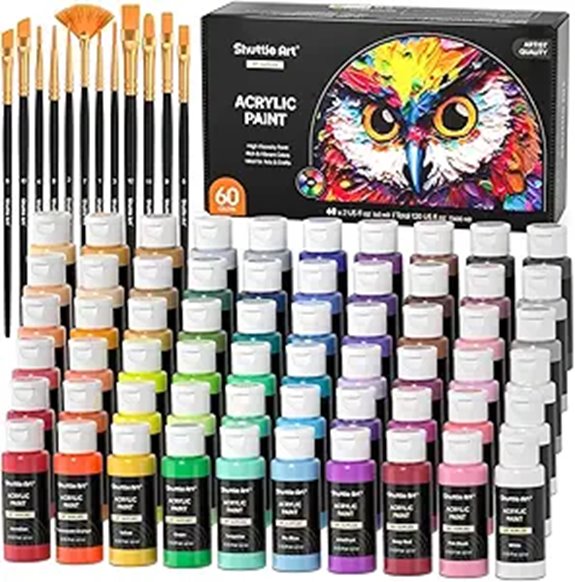 72-Pack Acrylic Paint Set with Brushes for Artists