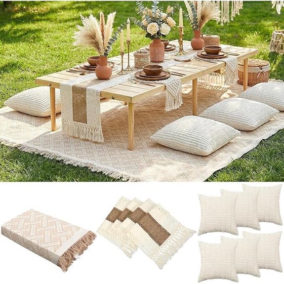 Extra Large Boho Picnic Blanket & Accessories