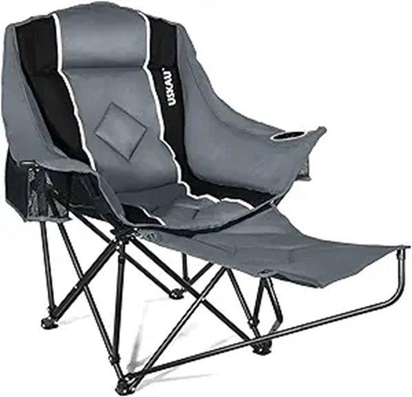 Oversized Camping Chair with Footrest Cup Holders