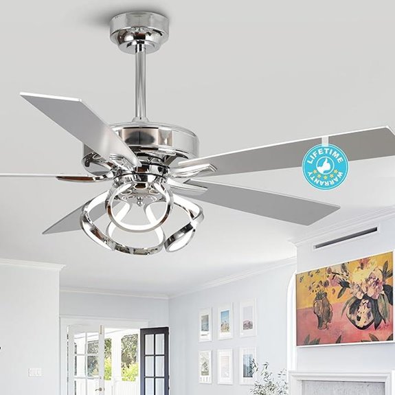 Modern 52-Inch Ceiling Fan with Lights and Remote