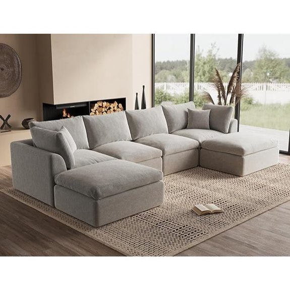 Oversized Cloud U-Shaped Sectional Sofa with Ottoman